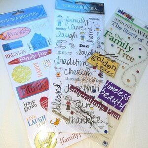 Scrapbooking Stickers Family Themed Lot Arts Crafts Planners